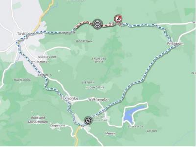 Road Closure - B3357 -  FROM HIGHER LONGFORD TO MERRIVALE BRIDGE Weds 31st Jan - Fri 2nd Feb 